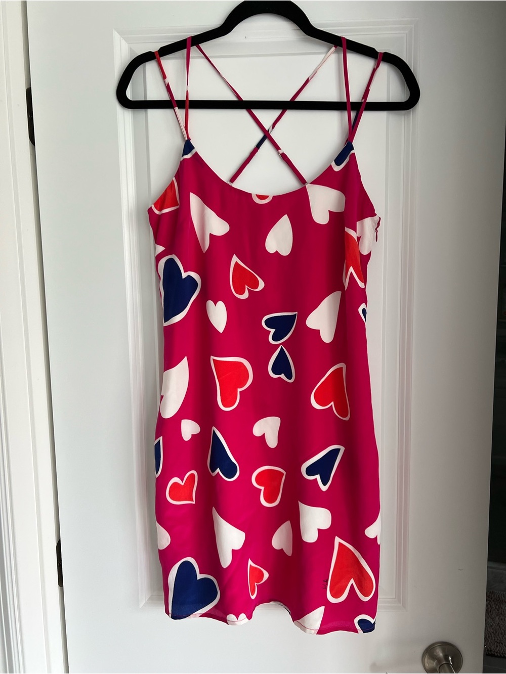 Walter Silk Pink Heart Print Slip Dress NWT